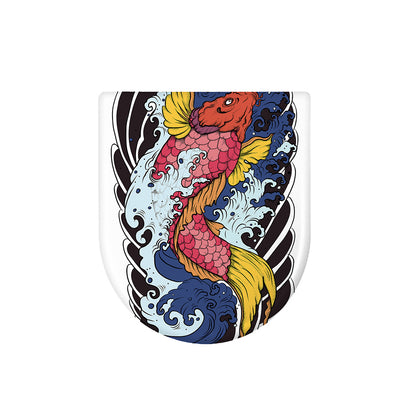 Japanese Koi Carp Tattoo Print Toilet Lid Cover