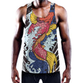 Japanese Koi Carp Tattoo Print Men's Workout Tank Top
