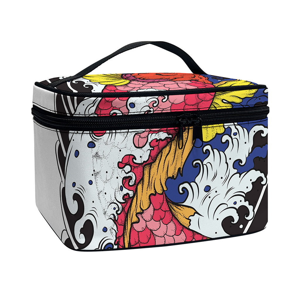 Japanese Koi Carp Tattoo Print Travel Makeup Bag