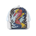 Japanese Koi Carp Tattoo Print White Mesh Trucker Hat