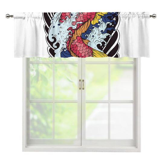 Japanese Koi Carp Tattoo Print Window Valance