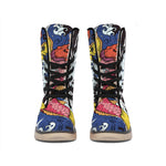 Japanese Koi Carp Tattoo Print Winter Boots