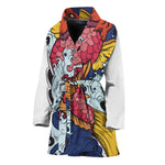 Japanese Koi Carp Tattoo Print Women's Bathrobe