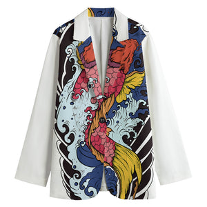 Japanese Koi Carp Tattoo Print Women's Blazer