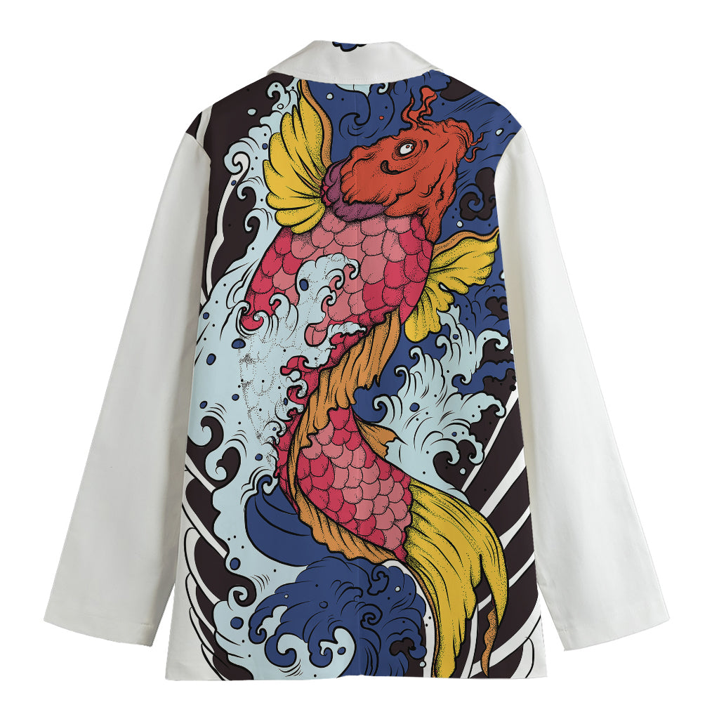 Japanese Koi Carp Tattoo Print Women's Blazer