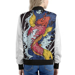 Japanese Koi Carp Tattoo Print Women's Bomber Jacket