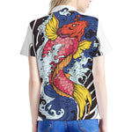 Japanese Koi Carp Tattoo Print Women's Polo Shirt