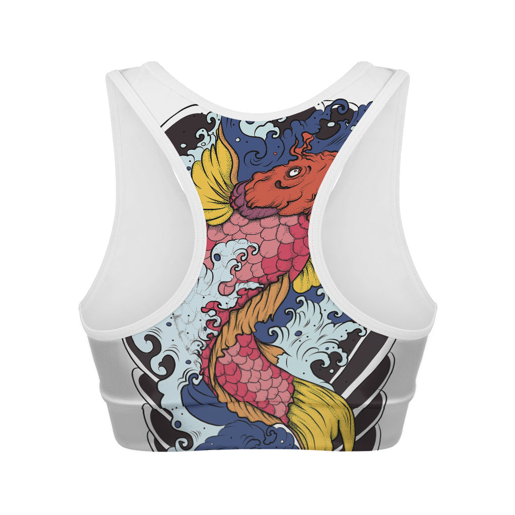 Japanese Koi Carp Tattoo Print Women's Sports Bra