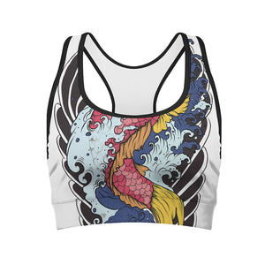 Japanese Koi Carp Tattoo Print Women's Sports Bra