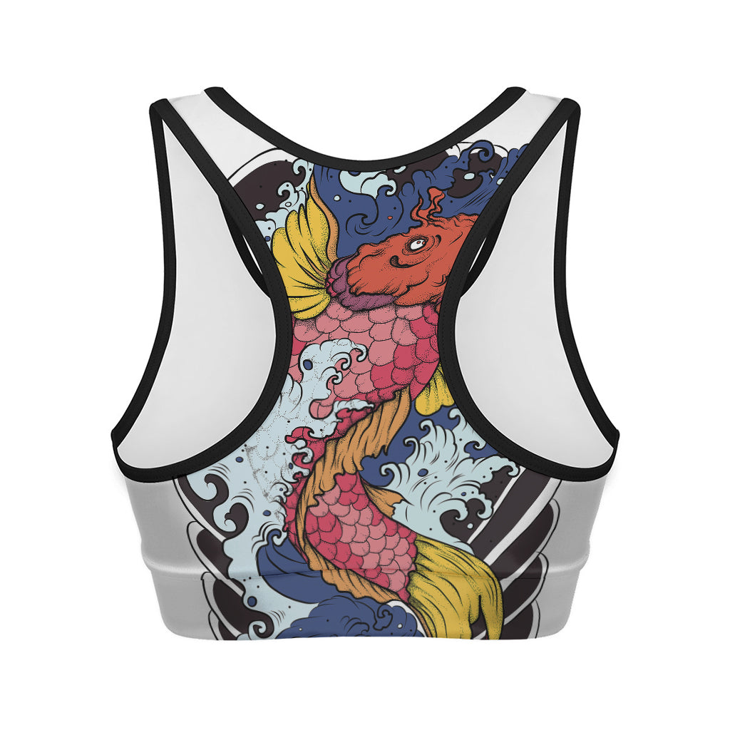 Japanese Koi Carp Tattoo Print Women's Sports Bra