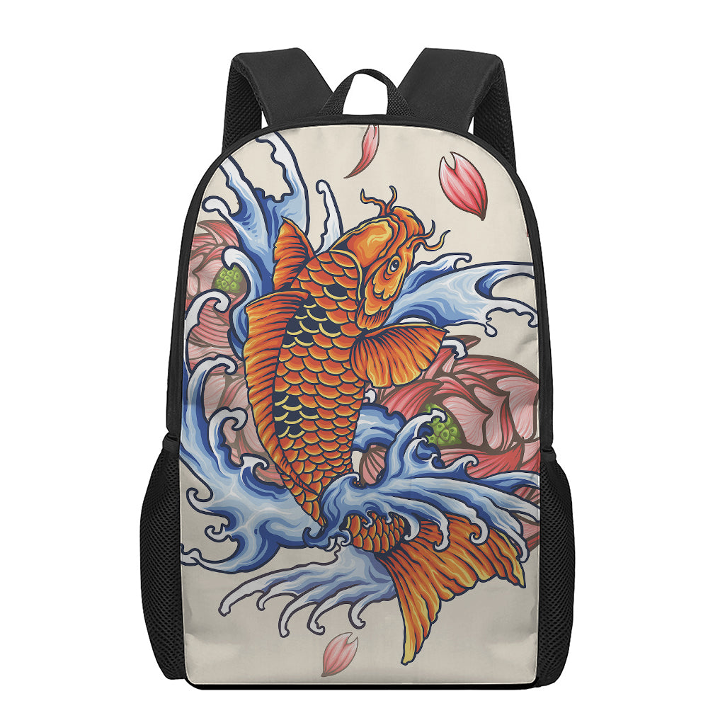 Japanese Koi Fish Tattoo Print 17 Inch Backpack