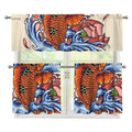 Japanese Koi Fish Tattoo Print 3 Piece Kitchen Curtains
