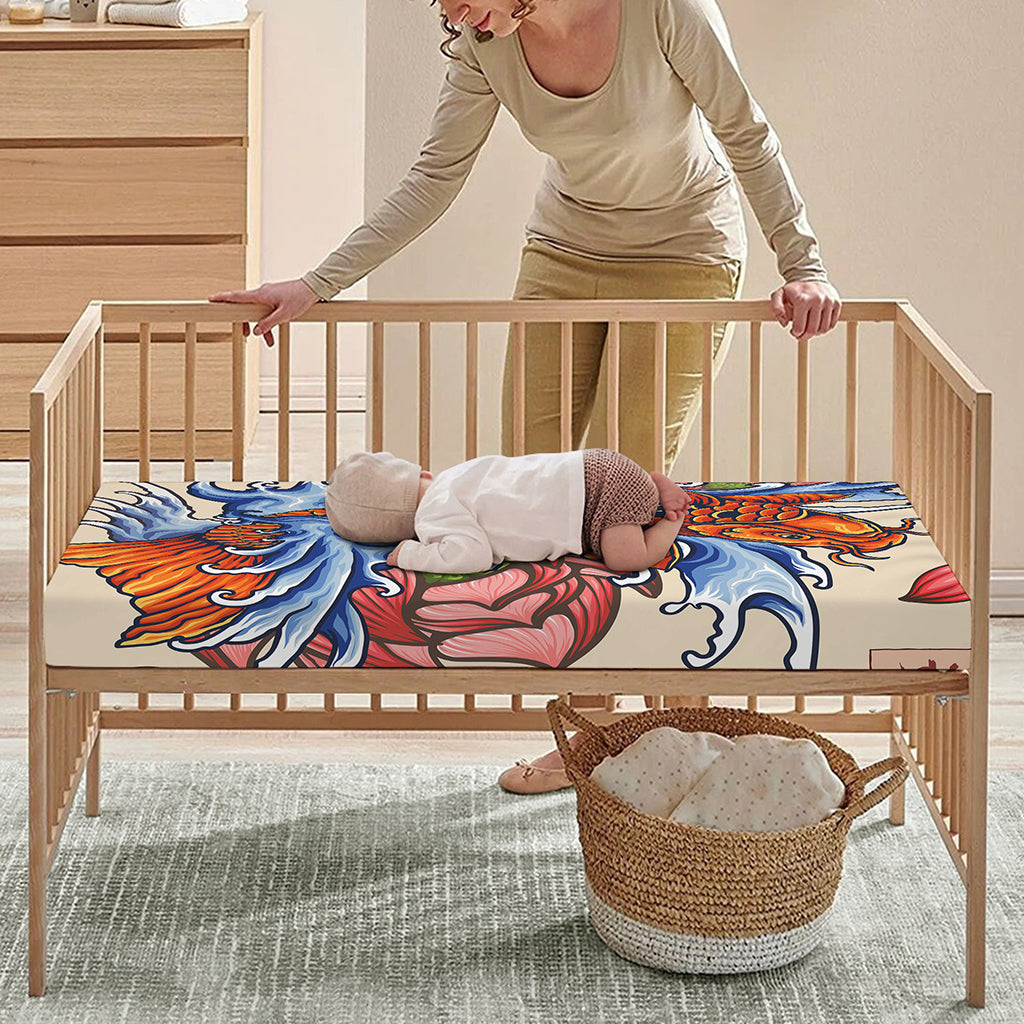 Japanese Koi Fish Tattoo Print Baby Crib Sheet