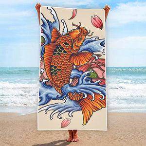 Japanese Koi Fish Tattoo Print Beach Towel