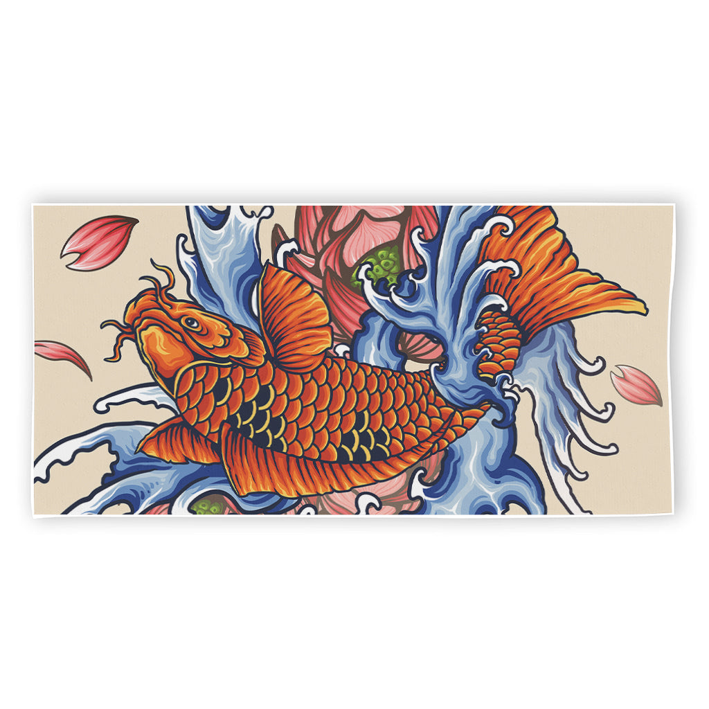 Japanese Koi Fish Tattoo Print Beach Towel