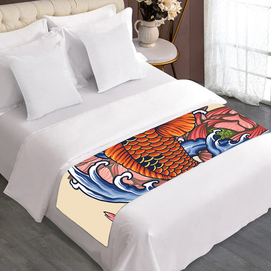 Japanese Koi Fish Tattoo Print Bed Runner