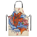 Japanese Koi Fish Tattoo Print Bib Apron With Pocket