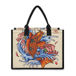 Japanese Koi Fish Tattoo Print Canvas Tote Bag