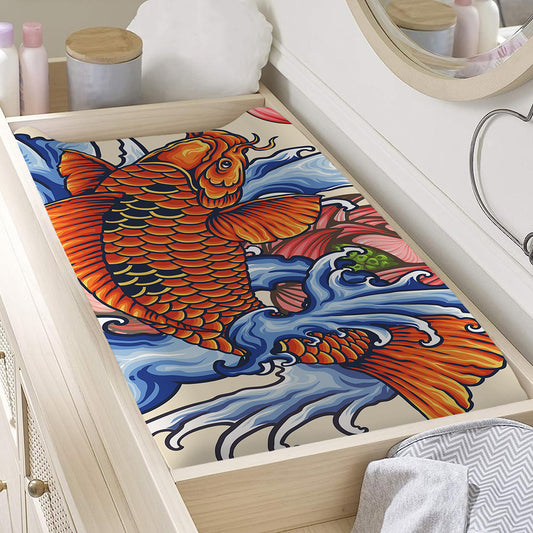 Japanese Koi Fish Tattoo Print Changing Pad Cover