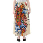 Japanese Koi Fish Tattoo Print Chiffon Maxi Skirt