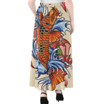Japanese Koi Fish Tattoo Print Chiffon Maxi Skirt