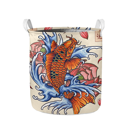 Japanese Koi Fish Tattoo Print Collapsible Laundry Basket