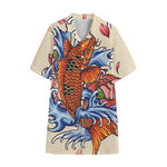 Japanese Koi Fish Tattoo Print Cotton Hawaiian Shirt