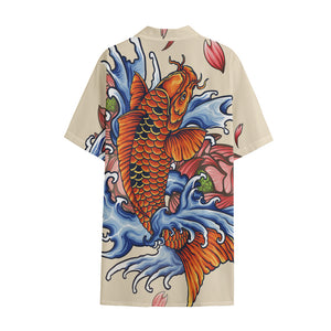 Japanese Koi Fish Tattoo Print Cotton Hawaiian Shirt