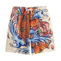 Japanese Koi Fish Tattoo Print Cotton Shorts