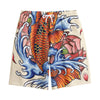 Japanese Koi Fish Tattoo Print Cotton Shorts