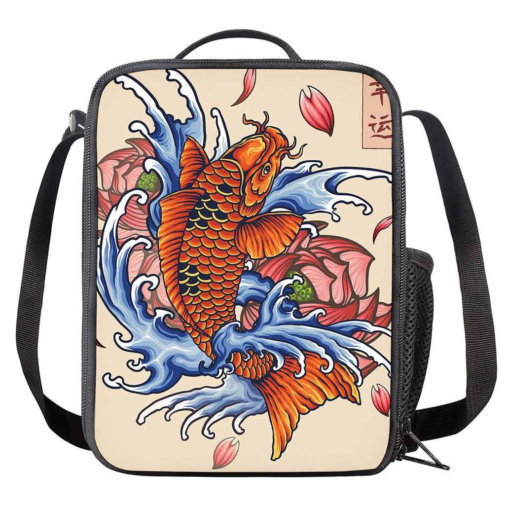 Japanese Koi Fish Tattoo Print Crossbody Lunch Bag