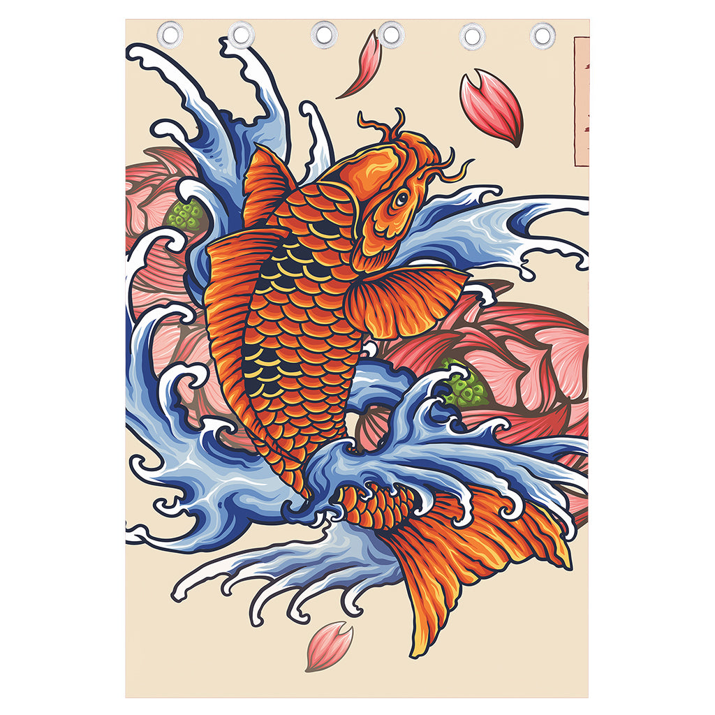 Japanese Koi Fish Tattoo Print Curtain