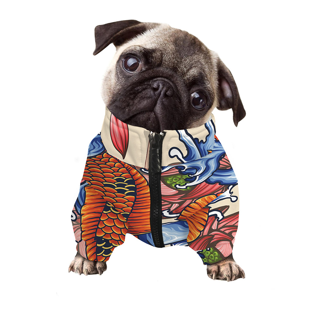 Japanese Koi Fish Tattoo Print Dog Zip Up Jacket