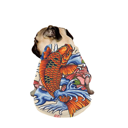 Japanese Koi Fish Tattoo Print Dog Zip Up Jacket