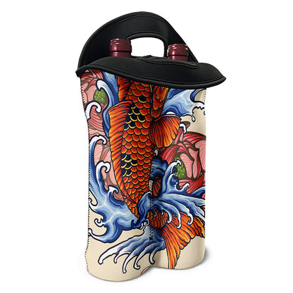 Japanese Koi Fish Tattoo Print Double Neoprene Wine Tote