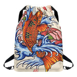 Japanese Koi Fish Tattoo Print Drawstring Backpack