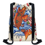 Japanese Koi Fish Tattoo Print Drawstring Backpack