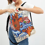 Japanese Koi Fish Tattoo Print Drawstring Backpack
