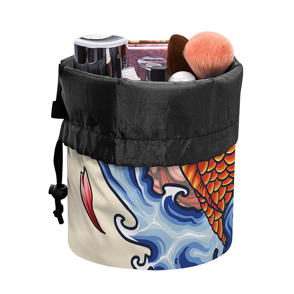 Japanese Koi Fish Tattoo Print Drawstring Makeup Bag