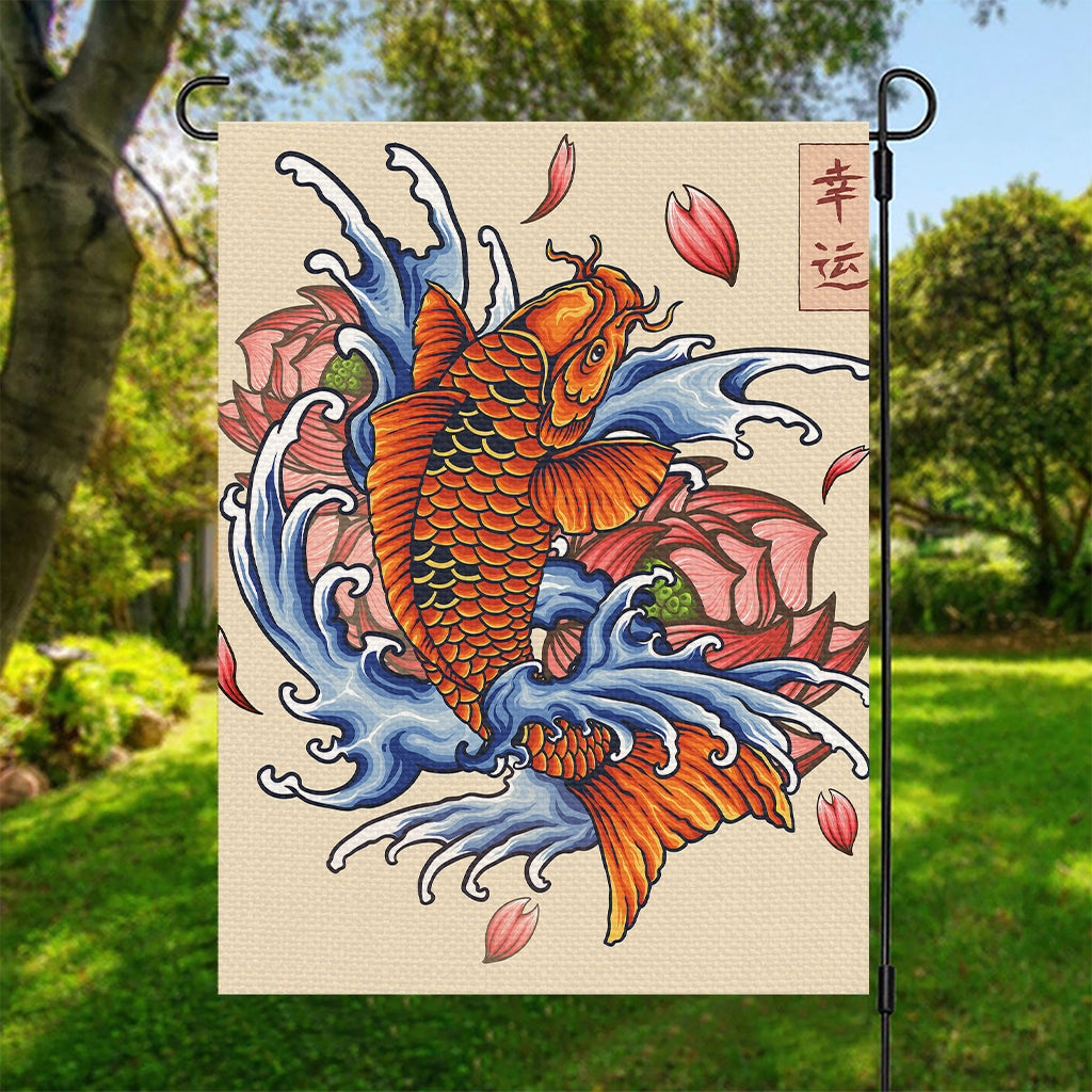 Japanese Koi Fish Tattoo Print Garden Flag