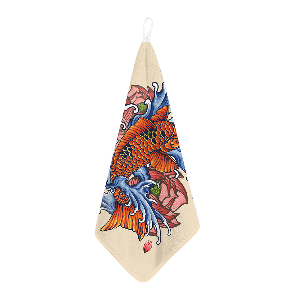 Japanese Koi Fish Tattoo Print Hand Towel