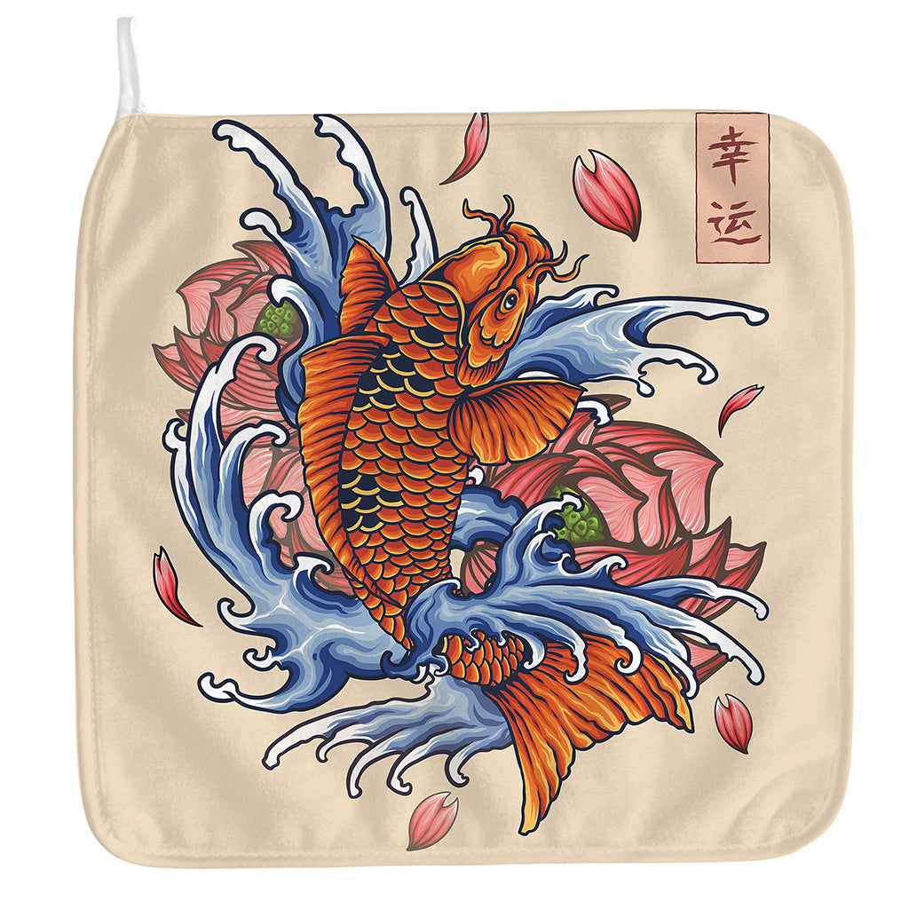 Japanese Koi Fish Tattoo Print Hand Towel