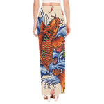 Japanese Koi Fish Tattoo Print High Slit Maxi Skirt