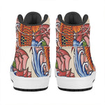 Japanese Koi Fish Tattoo Print High Top Leather Sneakers