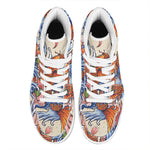 Japanese Koi Fish Tattoo Print High Top Leather Sneakers