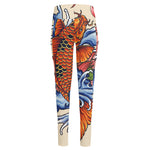 Japanese Koi Fish Tattoo Print High-Waisted Pocket Leggings