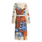 Japanese Koi Fish Tattoo Print Hooded Bathrobe