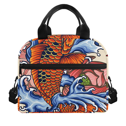 Japanese Koi Fish Tattoo Print Insulated Lunch Bag