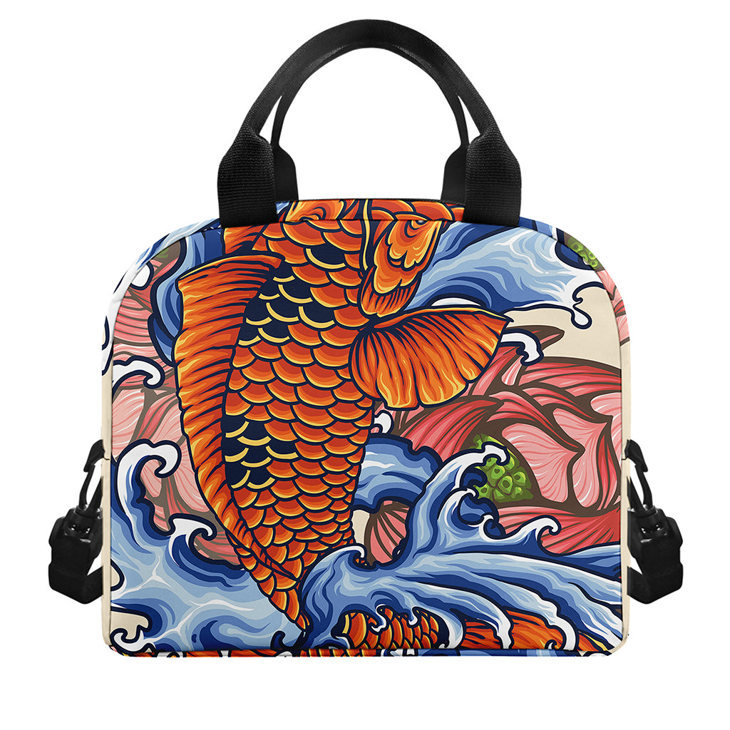 Japanese Koi Fish Tattoo Print Insulated Lunch Bag