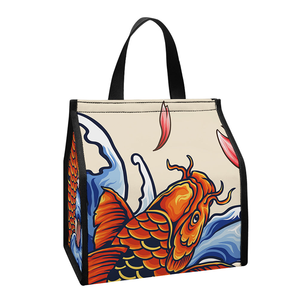 Japanese Koi Fish Tattoo Print Insulated Lunch Tote